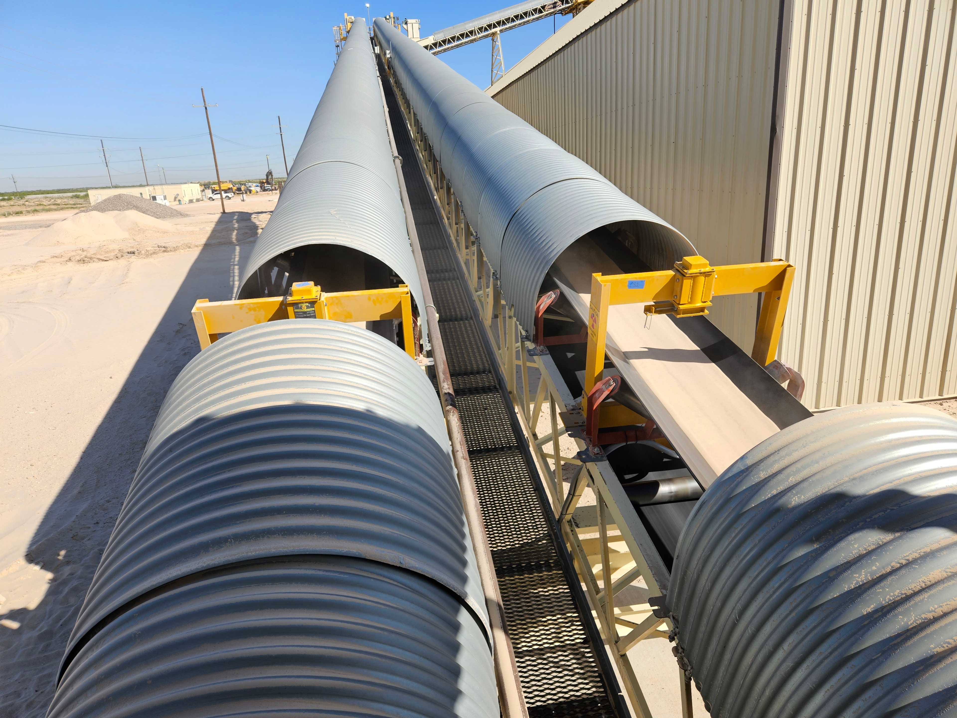 ETI Model 500 Nuclear Belt Scales installed on frac sand conveyor belts at Capital Sand processing facility